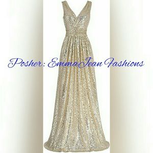 Gold Sequin Evening Gown (Size 16 or XL) *PTS*